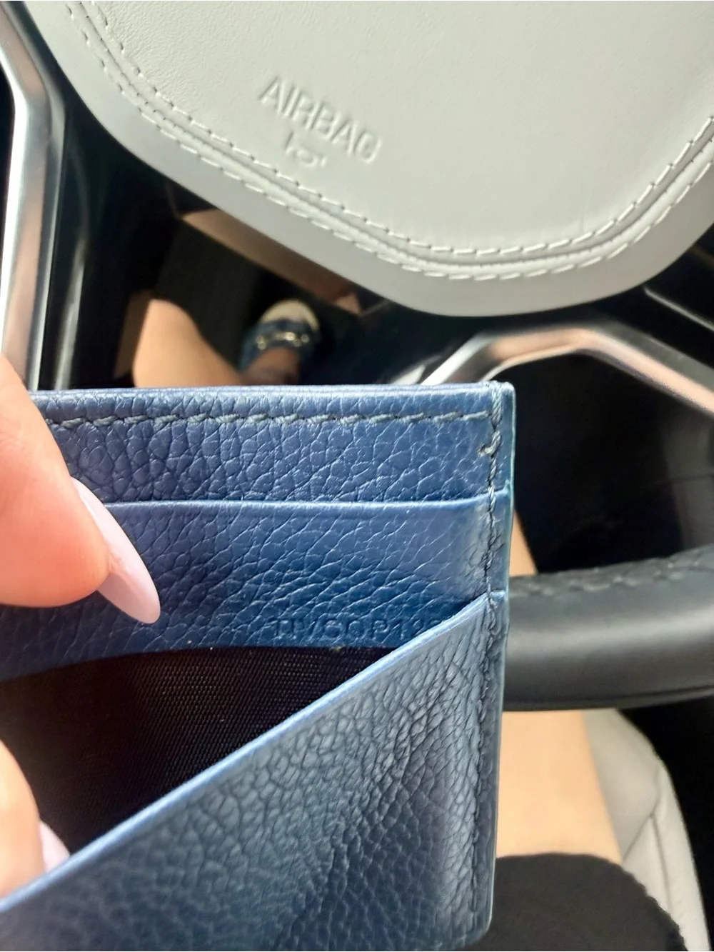 ✨ Authentic Burberry Men's Blue Leather Card Holder ✨